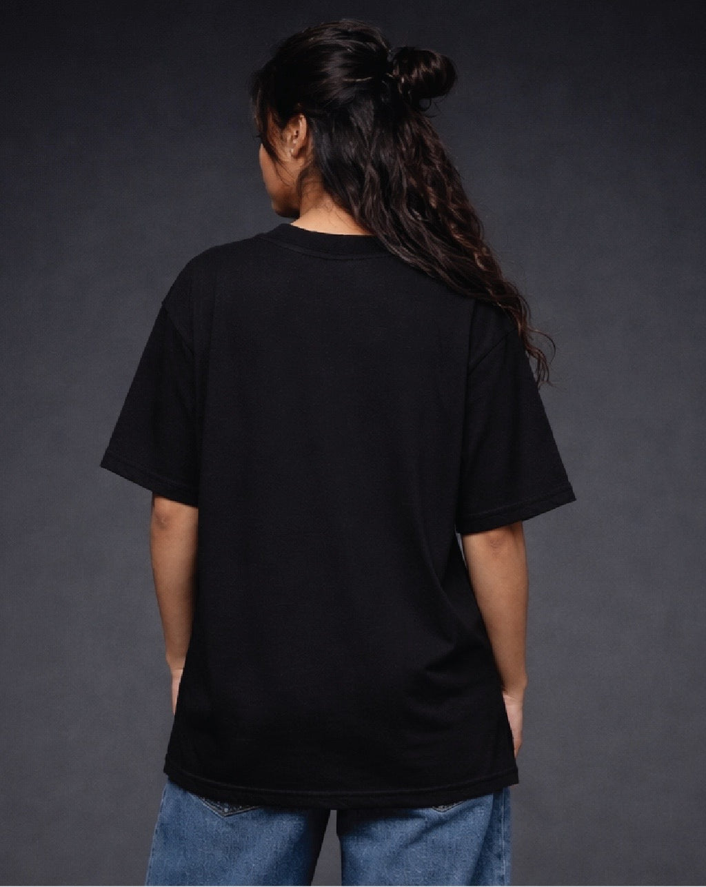 1-Pure Black Solid Oversized