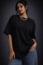 1-Pure Black Solid Oversized