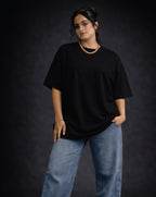 1-Pure Black Solid Oversized