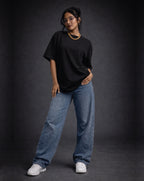 1-Pure Black Solid Oversized