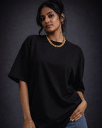 1-Pure Black Solid Oversized